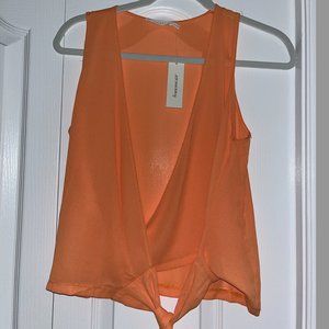 Francesca's Orange Wrap Tie Top